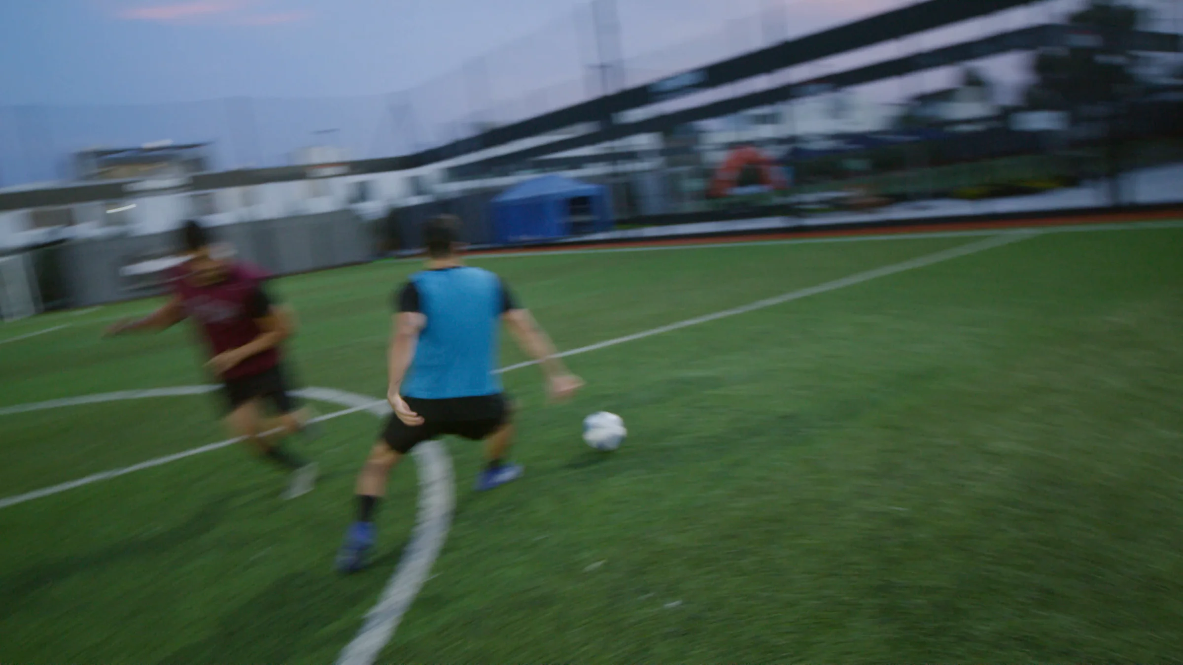 Football turf ground with full cage netting